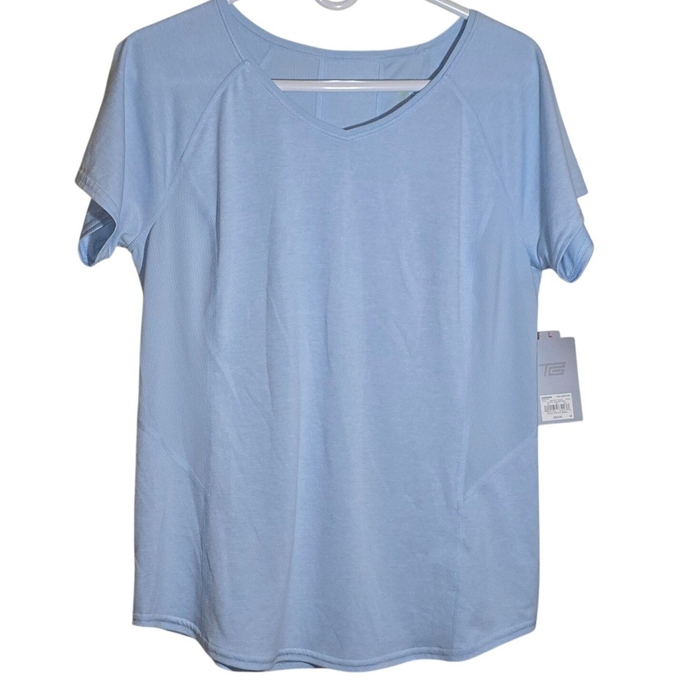 Tek Gear DryTek Light‎ Soft Blue Women Medium Tagless Flat Seams Workout tshirt